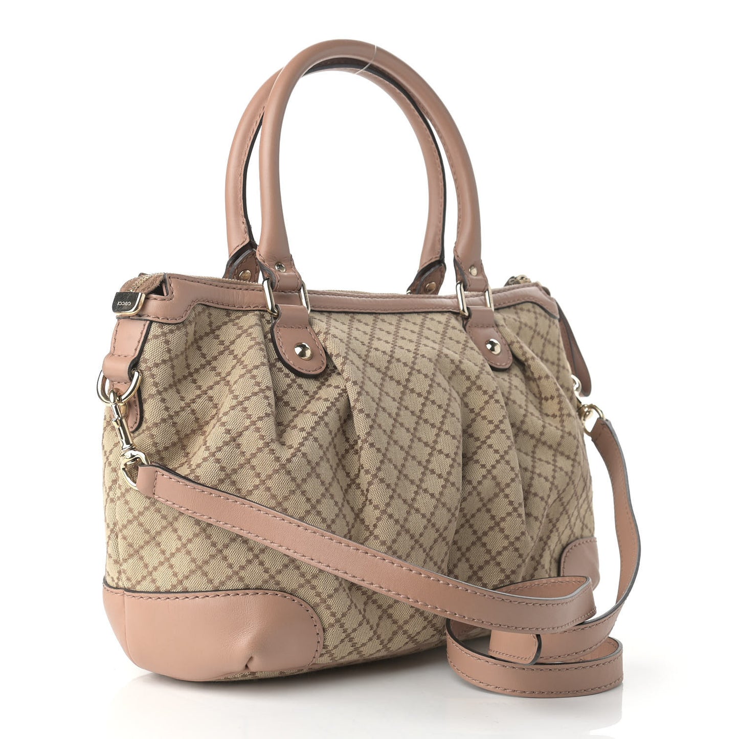 Diamante Medium Sukey Top Handle Bag Beige Pink