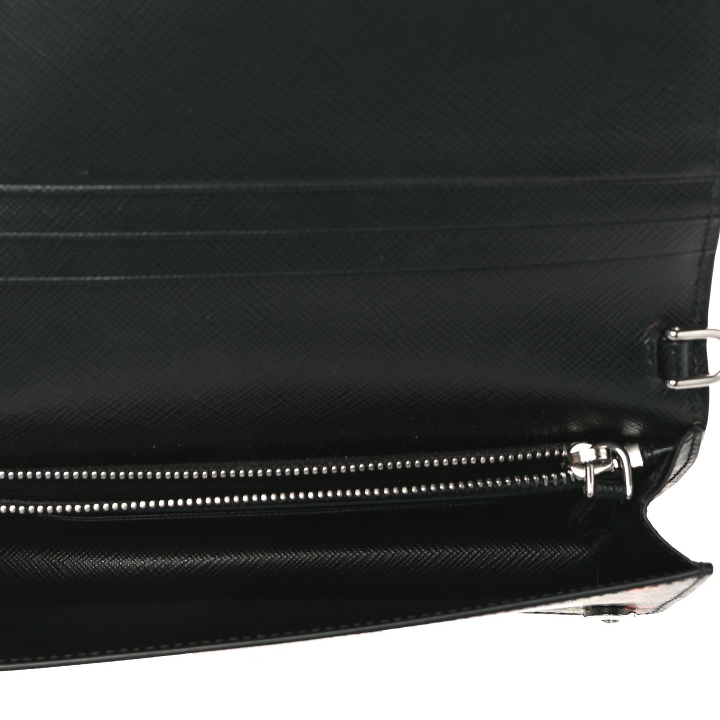 Saffiano Palm Tree Print Chain Wallet Black