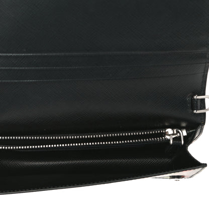 Prada Saffiano Palm Tree Print Chain Wallet Black 6 of 10