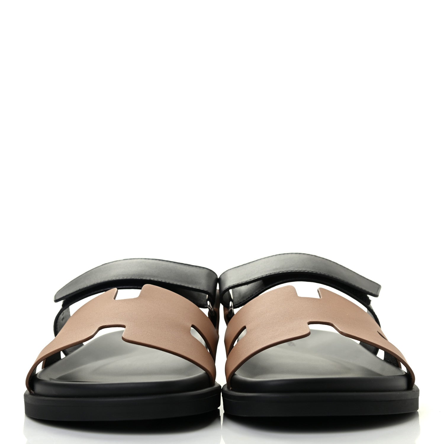 Hermes Calfskin Mens Chypre Sandals 43 Naturel Safari Black 2 of 8
