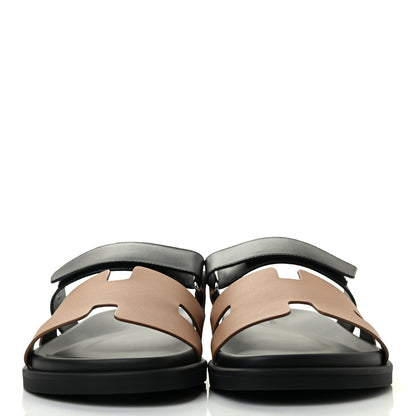 Hermes Calfskin Mens Chypre Sandals 43 Naturel Safari Black 2 of 8