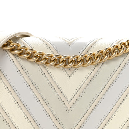 Chanel Caviar Calfskin Shiny Calfskin Chevron New Medium Boy Flap White 8 of 12