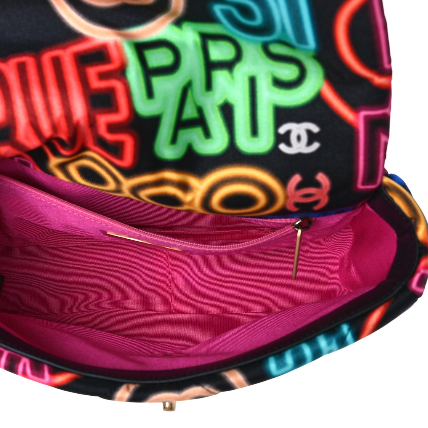 Fabric Printed Medium Chanel 19 Flap Black Multicolor