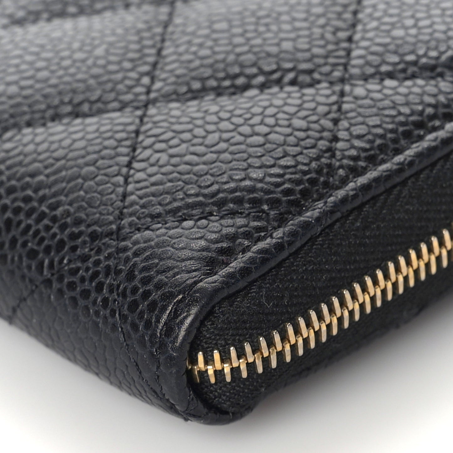 Caviar Quilted Large Gusset Zip Around Wallet Black