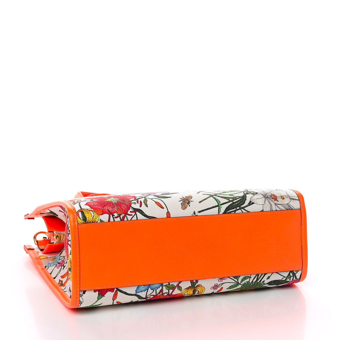Canvas Medium Flora Tote White Multicolor Orange Fluo