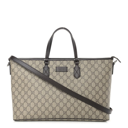 Gucci GG Supreme Monogram Medium Zippered Tote Dark Brown 1 of 10
