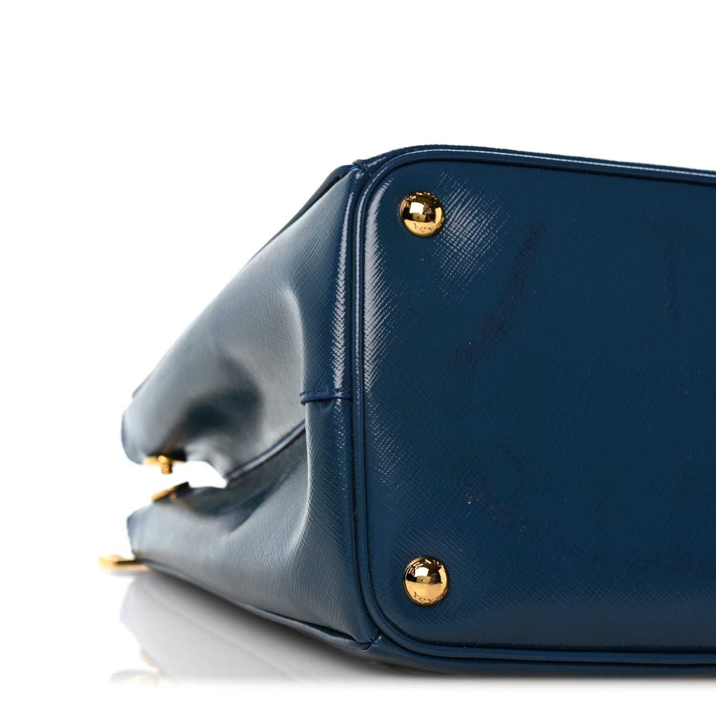 Saffiano Vernice Medium Galleria Double Zip Tote Azzurro