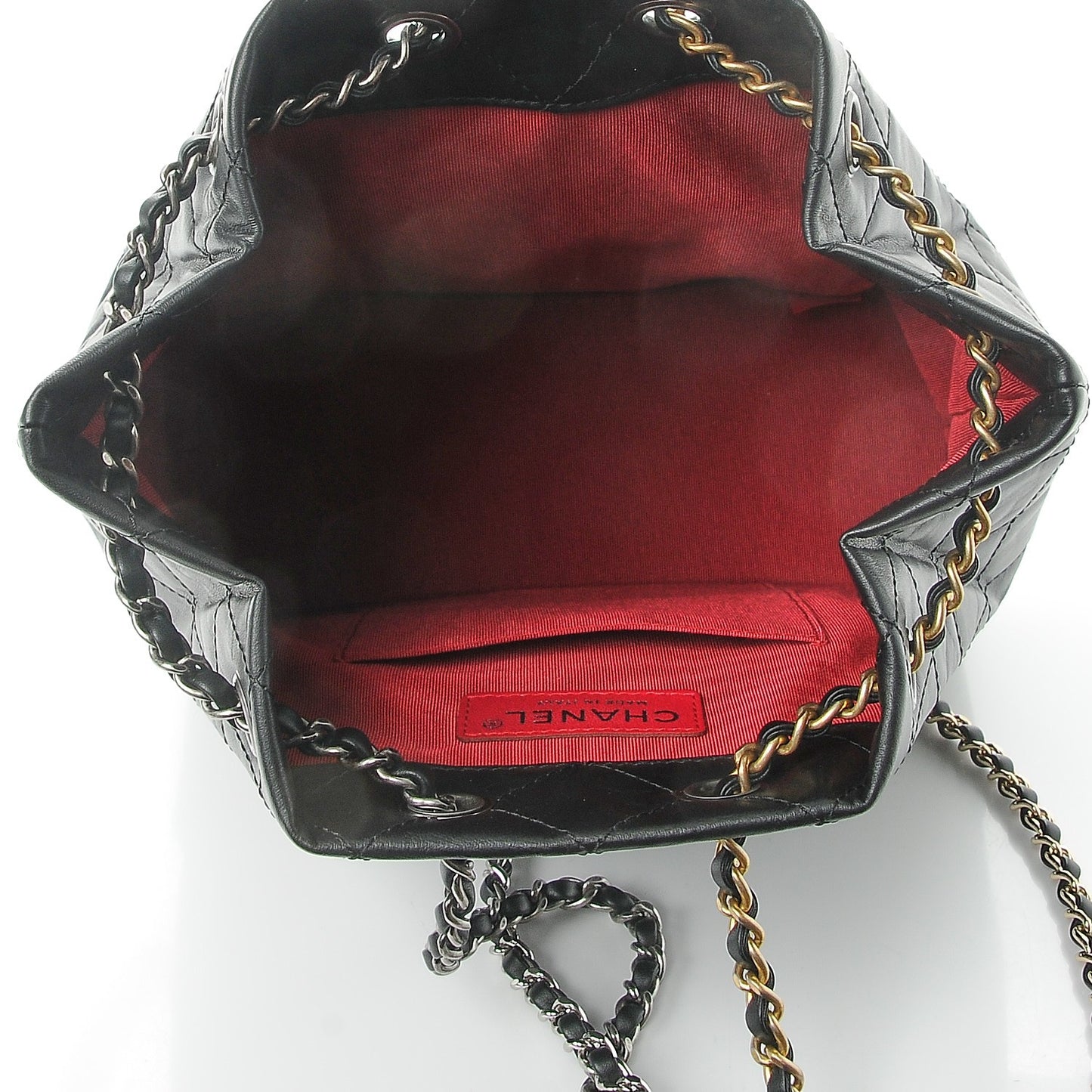 Aged Calfskin Quilted Gabrielle Backpack Black