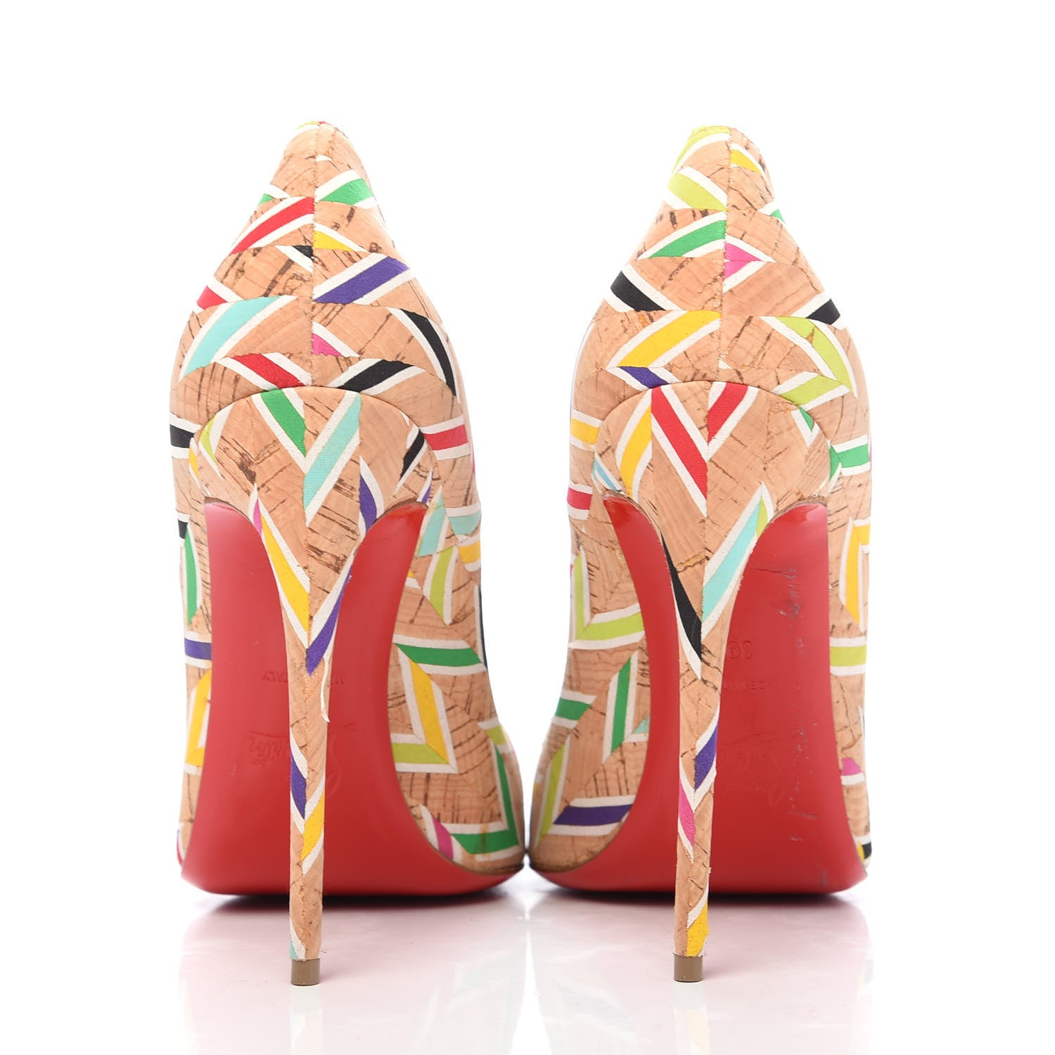 Christian Louboutin Cork Chevron Print So Kate 120 Pumps 39 Multicolor 4 of 10