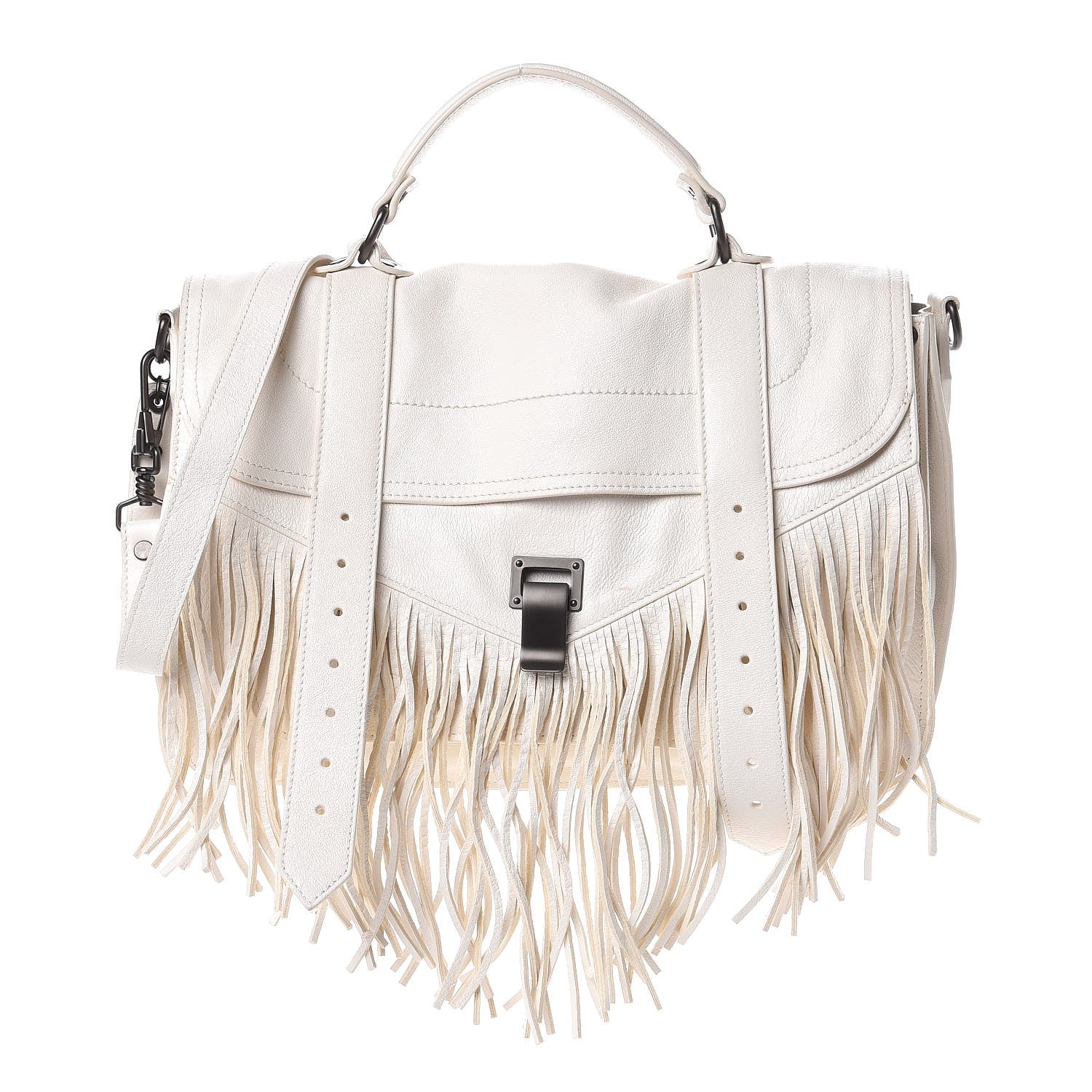 Proenza Schouler Lambskin Fringe Medium PS1 Satchel White 1 of 8
