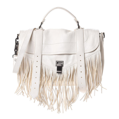 Proenza Schouler Lambskin Fringe Medium PS1 Satchel White 1 of 8