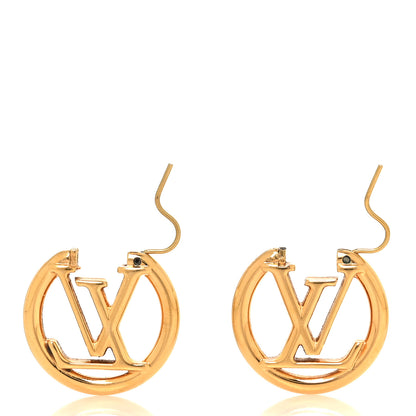Louis Vuitton Metal Small Louise Hoop Earrings Gold 3 of 4