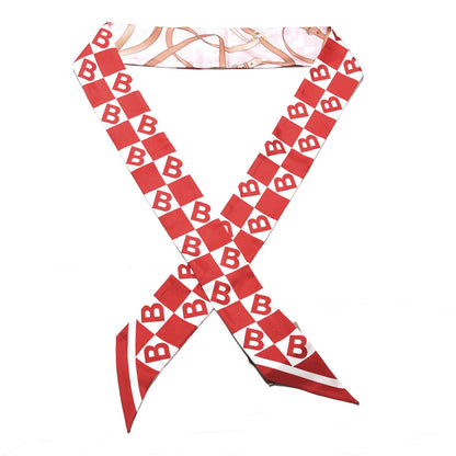Burberry Silk B Motif Archive Print Skinny Scarf Bright Red 1 of 4