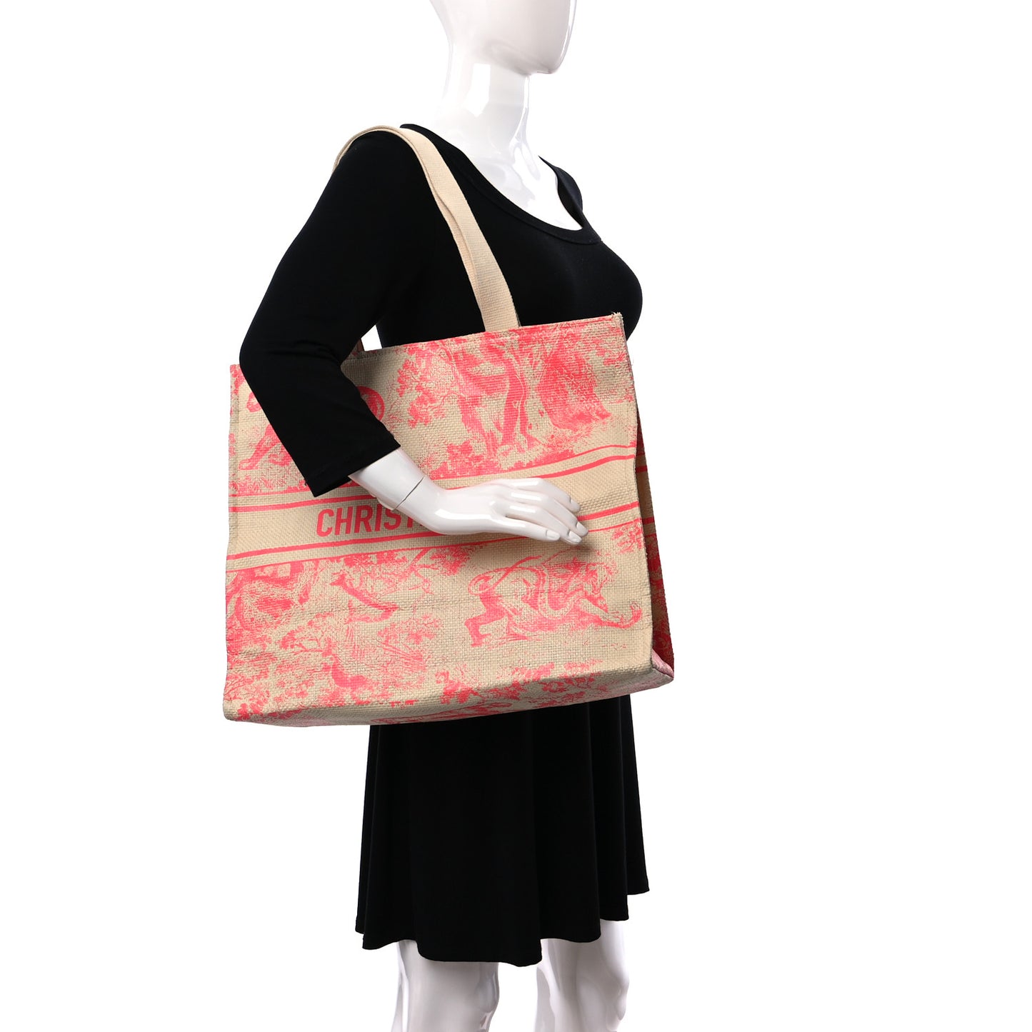 Straw Dioriviera Tote Pink