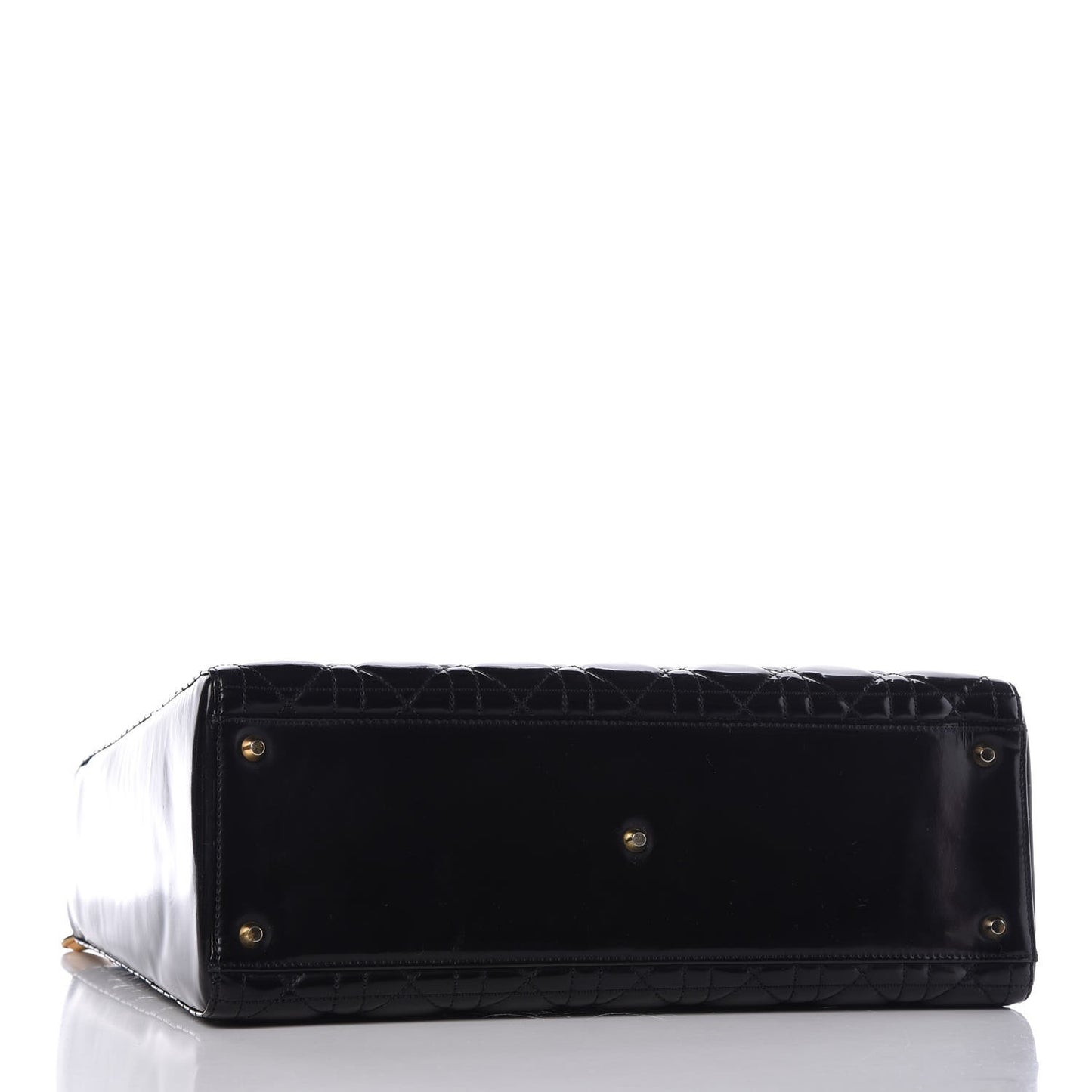Glazed Calfskin Cannage Large Lady Dior Black