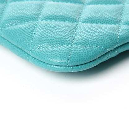 Chanel Caviar Quilted Small Cosmetic Case Turquoise 9 of 10