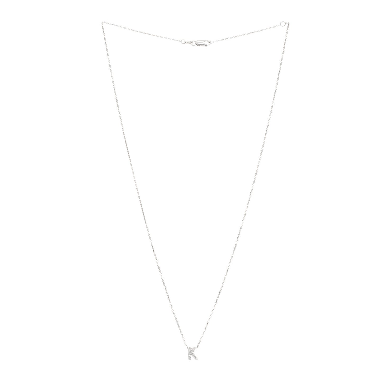 18K White Gold Diamond Love Letter K Pendant Necklace