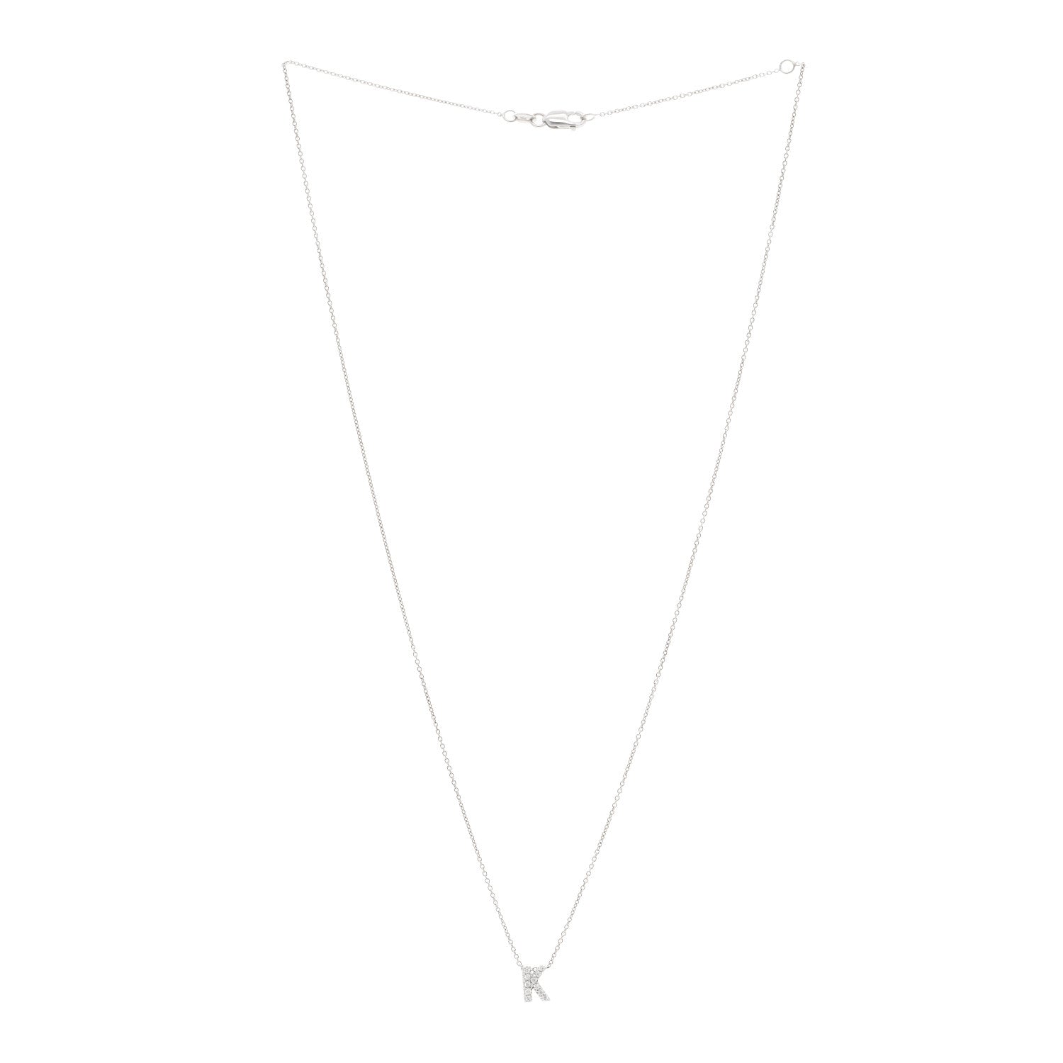 Roberto Coin 18K White Gold Diamond Love Letter K Pendant Necklace 3 of 4