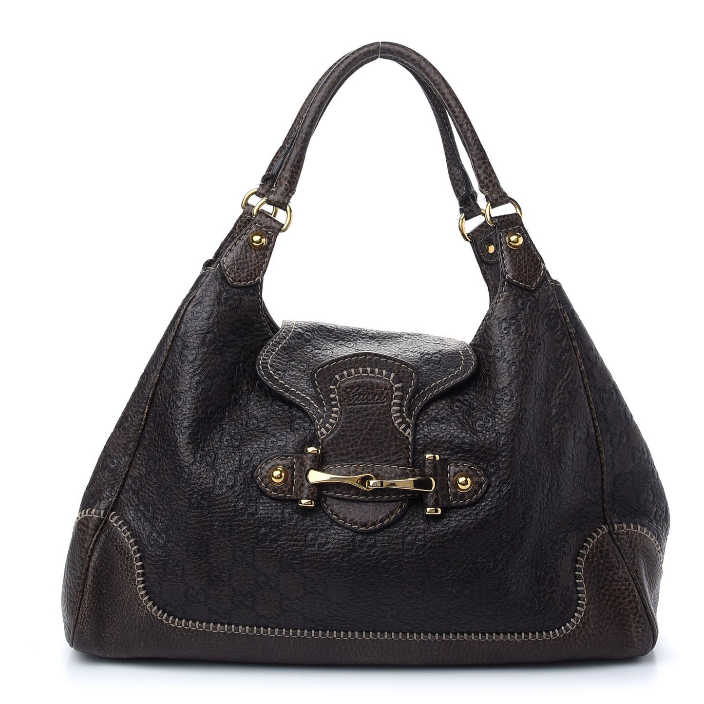 Guccissima Large New Pelham Shoulder Bag Dark Brown