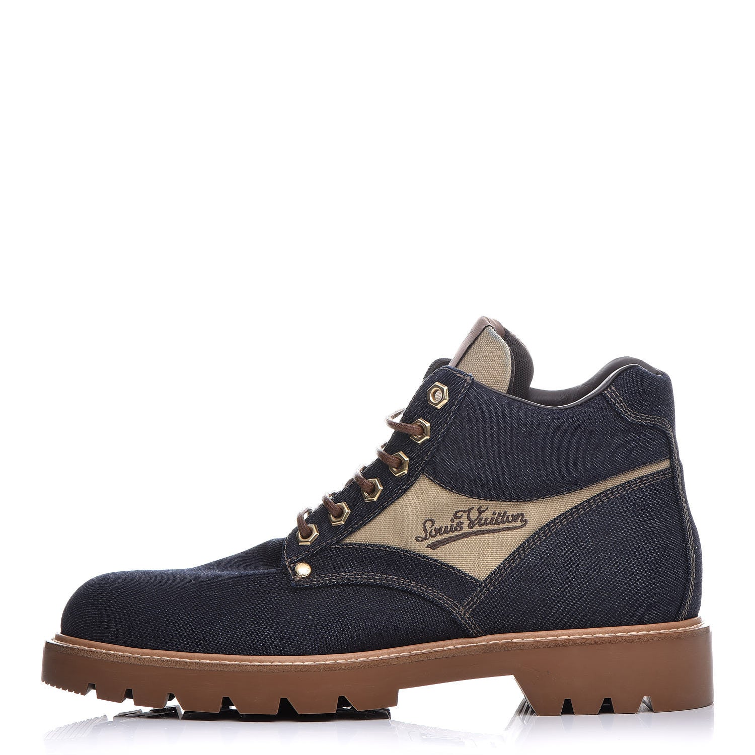 Louis Vuitton Denim Mens Oberkampf Ankle Boots 8 Marine 1 of 12