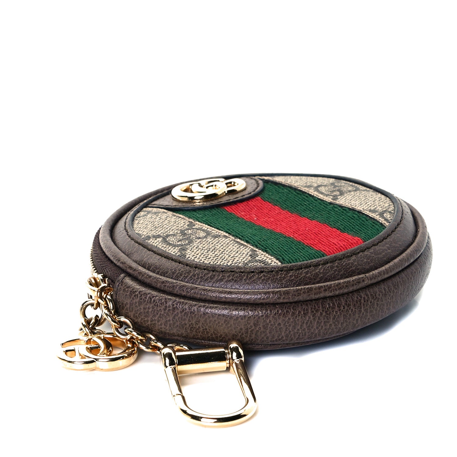 Gucci GG Supreme Monogram Web Ophidia Round Coin Purse Beige New Acero 3 of 7