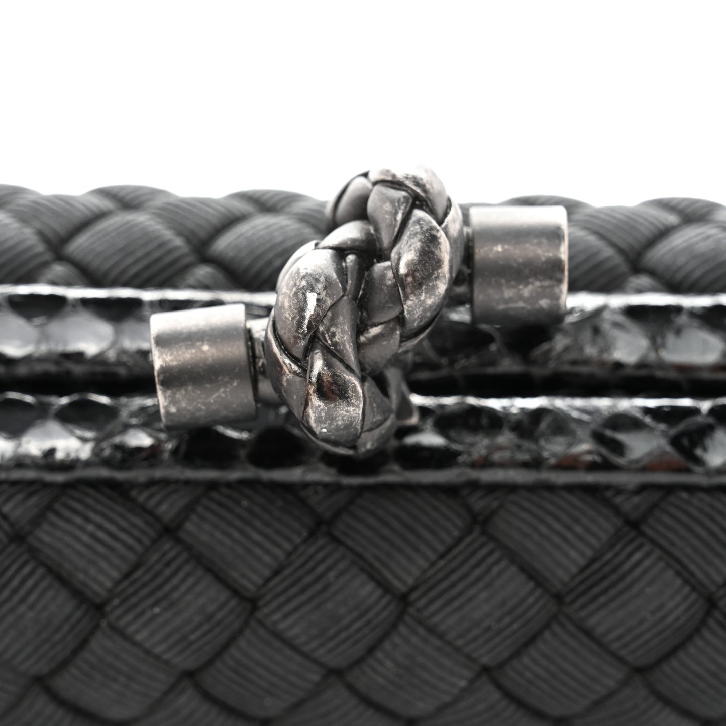 Satin Ayers Intreccio Impero Stretch Knot Clutch Black
