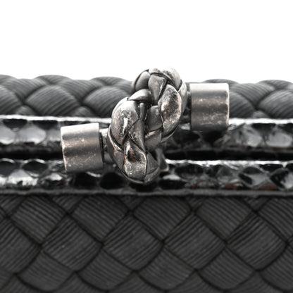 Bottega Veneta Satin Ayers Intreccio Impero Stretch Knot Clutch Black 9 of 9