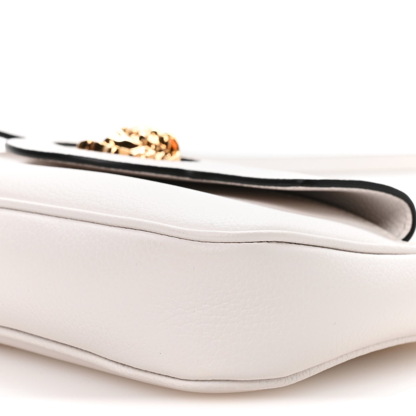 Grained Calfskin La Medusa Mini Crossbody Bag White