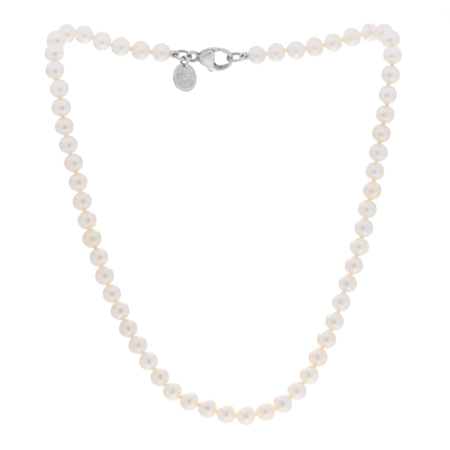Tiffany Sterling Silver Freshwater Pearl 5-6mm Ziegfeld Necklace 3 of 5