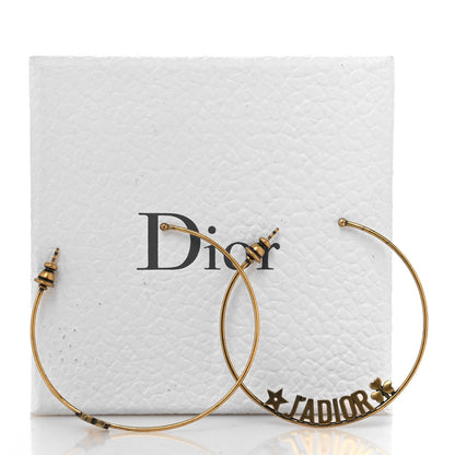 Christian Dior Metal J Adior Hoop Earrings Aged Gold 5 of 5