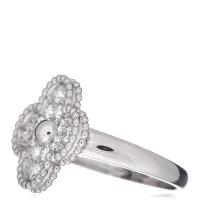 Van Cleef & Arpels 18K White Gold Diamond Vintage Alhambra Ring 51 5.75 3 of 5