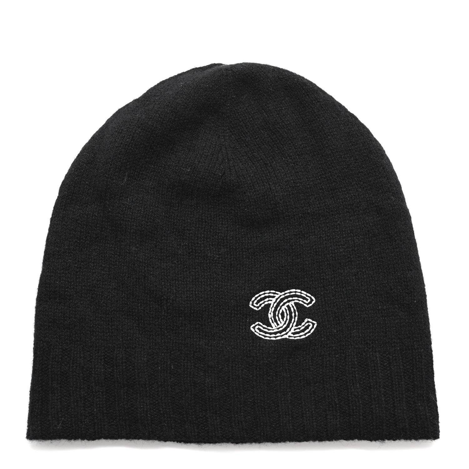 Chanel Cashmere CC Beanie Hat Black 1 of 5