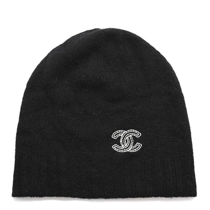 Chanel Cashmere CC Beanie Hat Black 1 of 5