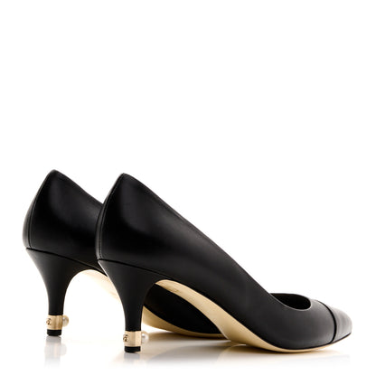 Chanel Lambskin Cap Toe Pearl Pumps 40 Black 5 of 8