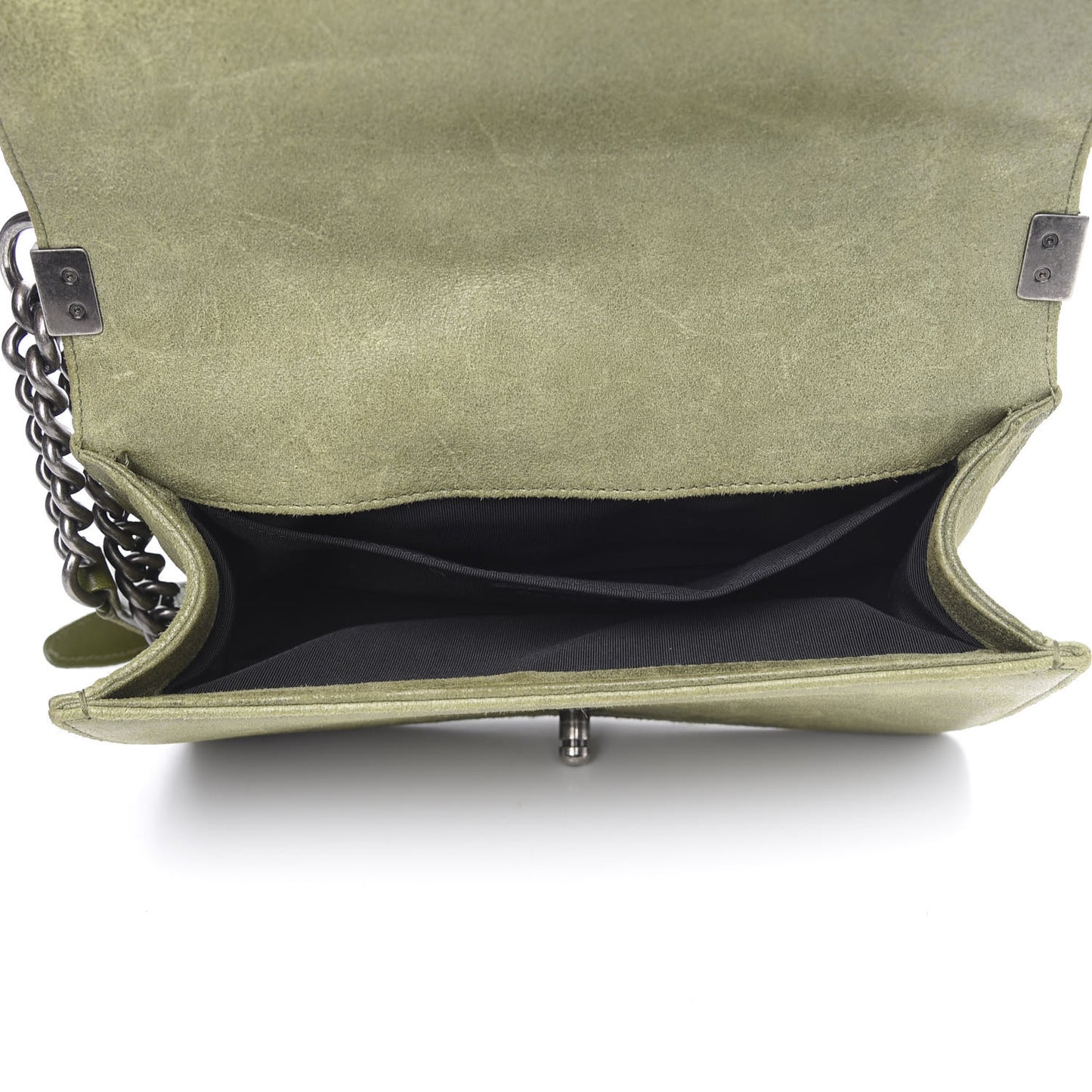 Goatskin Chesterfield Quilted Medium Celtic Boy Flap Green