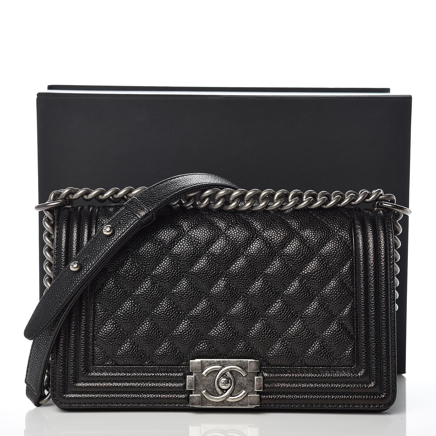 Chanel Caviar Quilted Medium Boy Flap Black 12 of 12