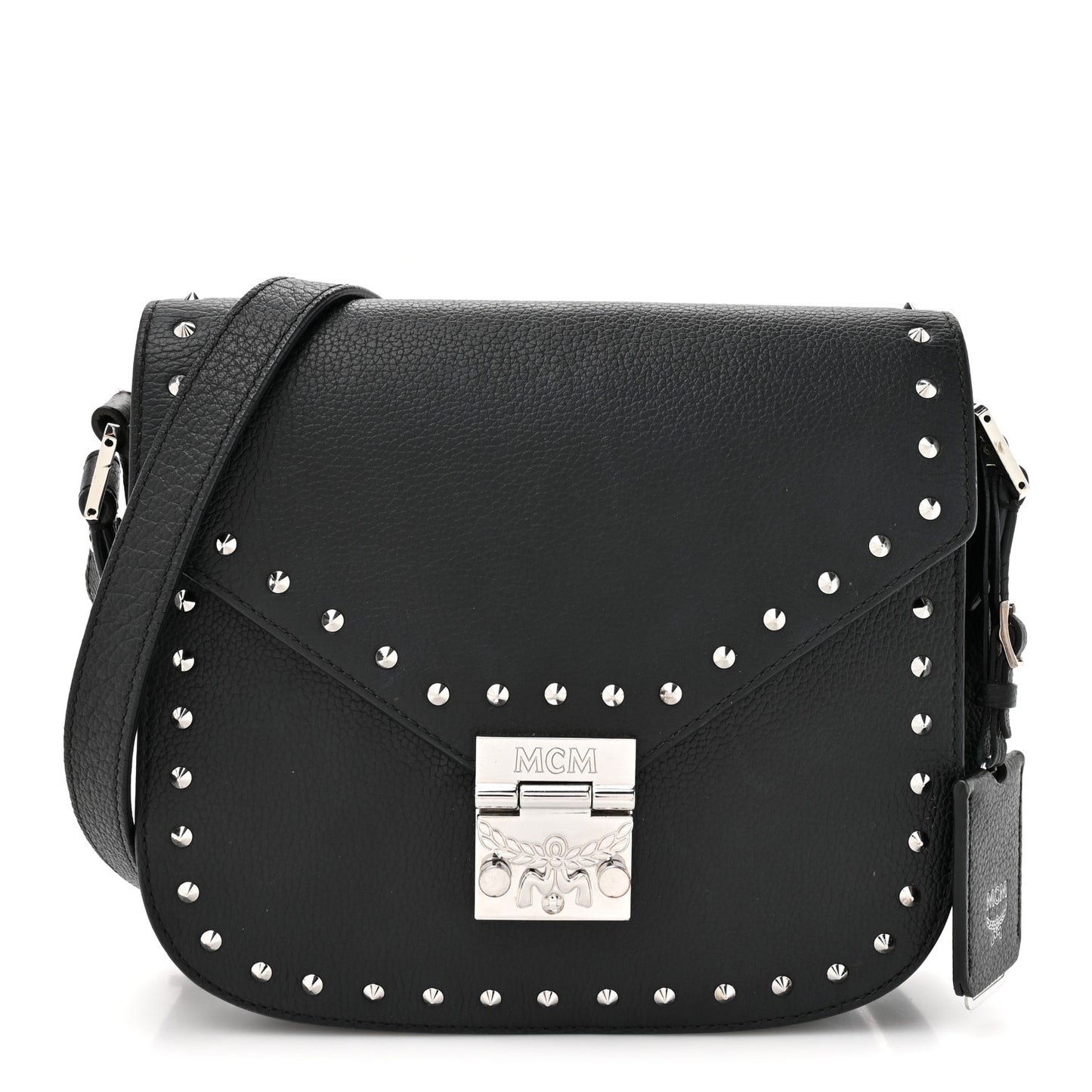 Calfskin Patricia Studded Crossbody Bag Black