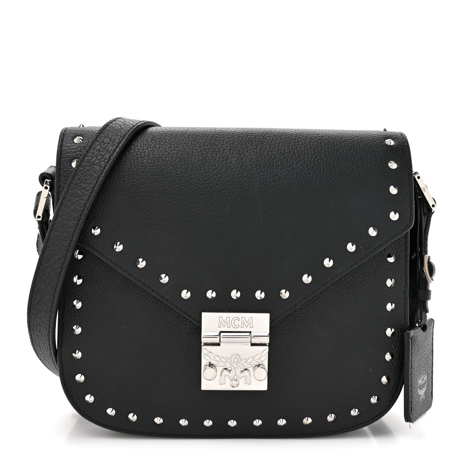 MCM Calfskin Patricia Studded Crossbody Bag Black 1 of 11