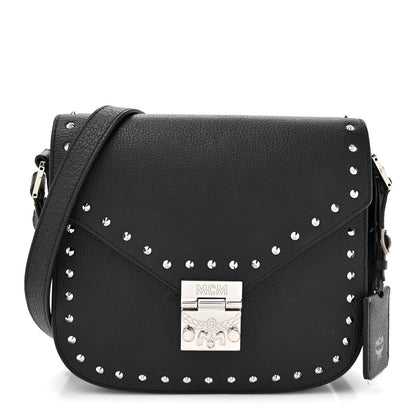MCM Calfskin Patricia Studded Crossbody Bag Black 1 of 11
