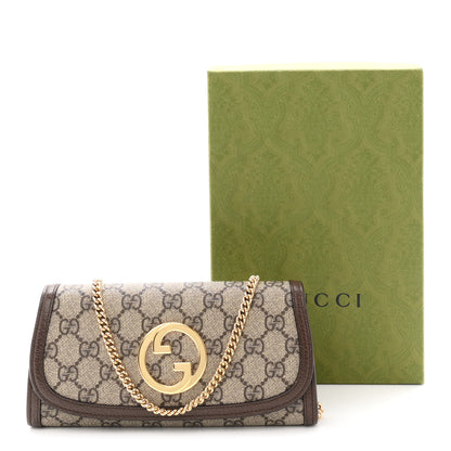 Gucci GG Supreme Monogram Textured Dollar Calfskin Blondie Continental Chain Wallet Beige Ebony New Acero 11 of 11
