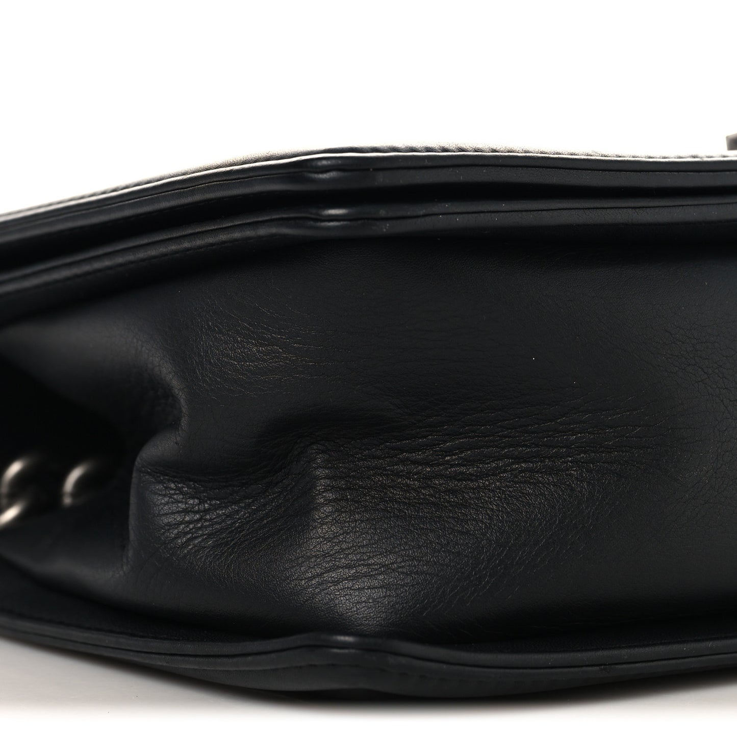 Calfskin Chevron Quilted Medium Chain Boy Flap Black
