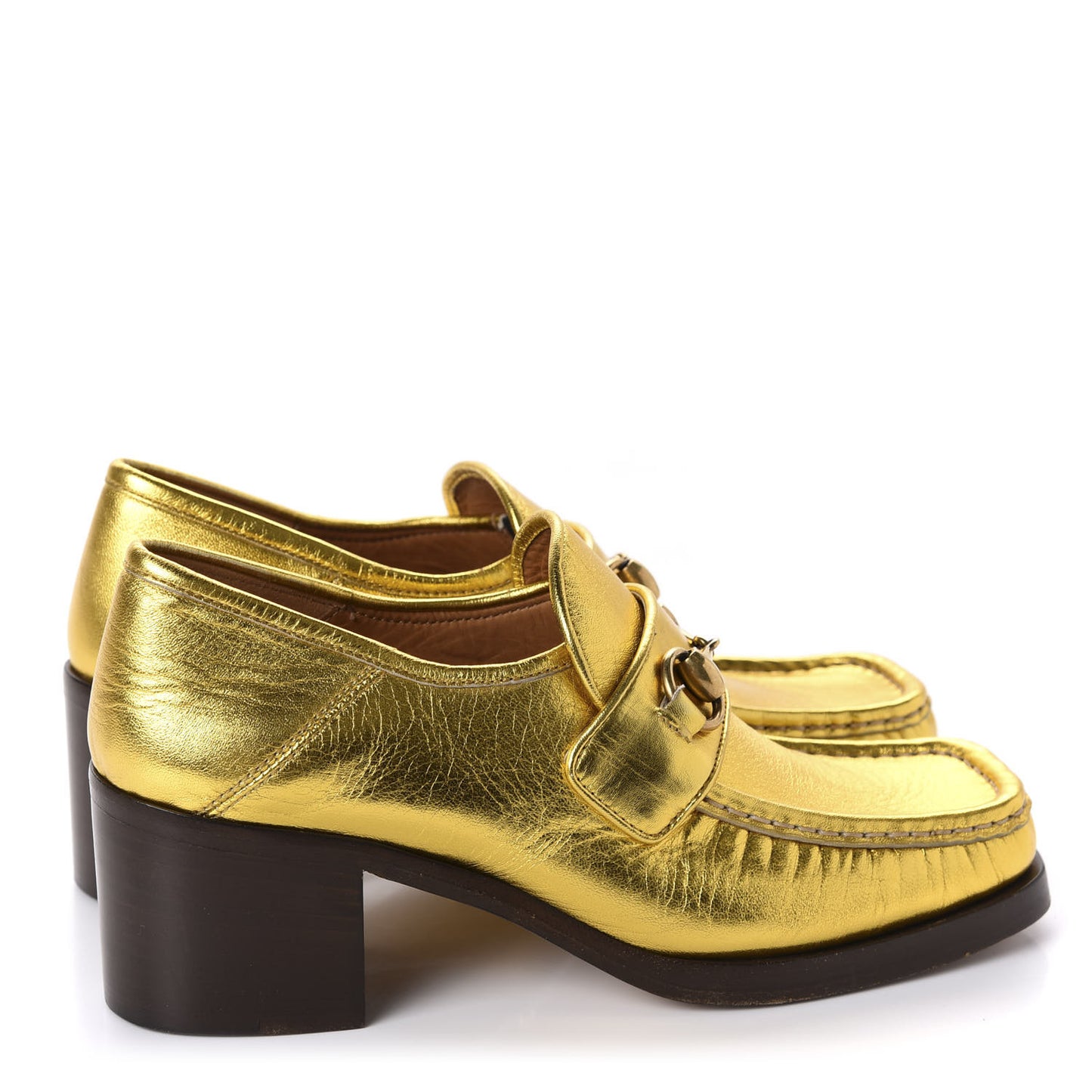 Metallic Malaga Kid Horsebit Loafer Pumps 37 Gold