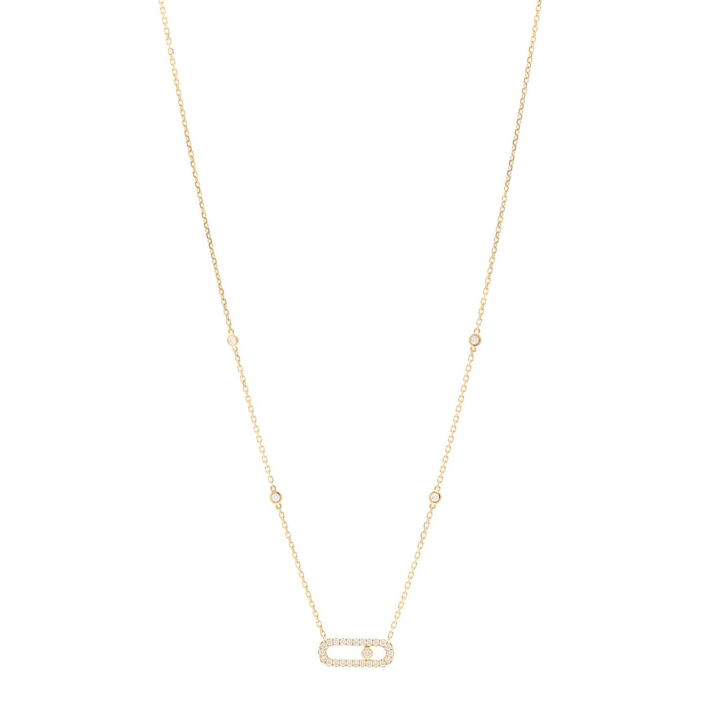 18K Yellow Gold Diamond Move Uno Pave Necklace