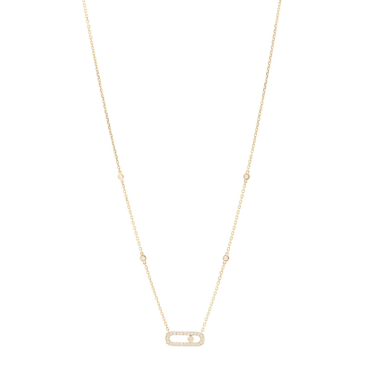 Messika 18K Yellow Gold Diamond Move Uno Pave Necklace 1 of 5