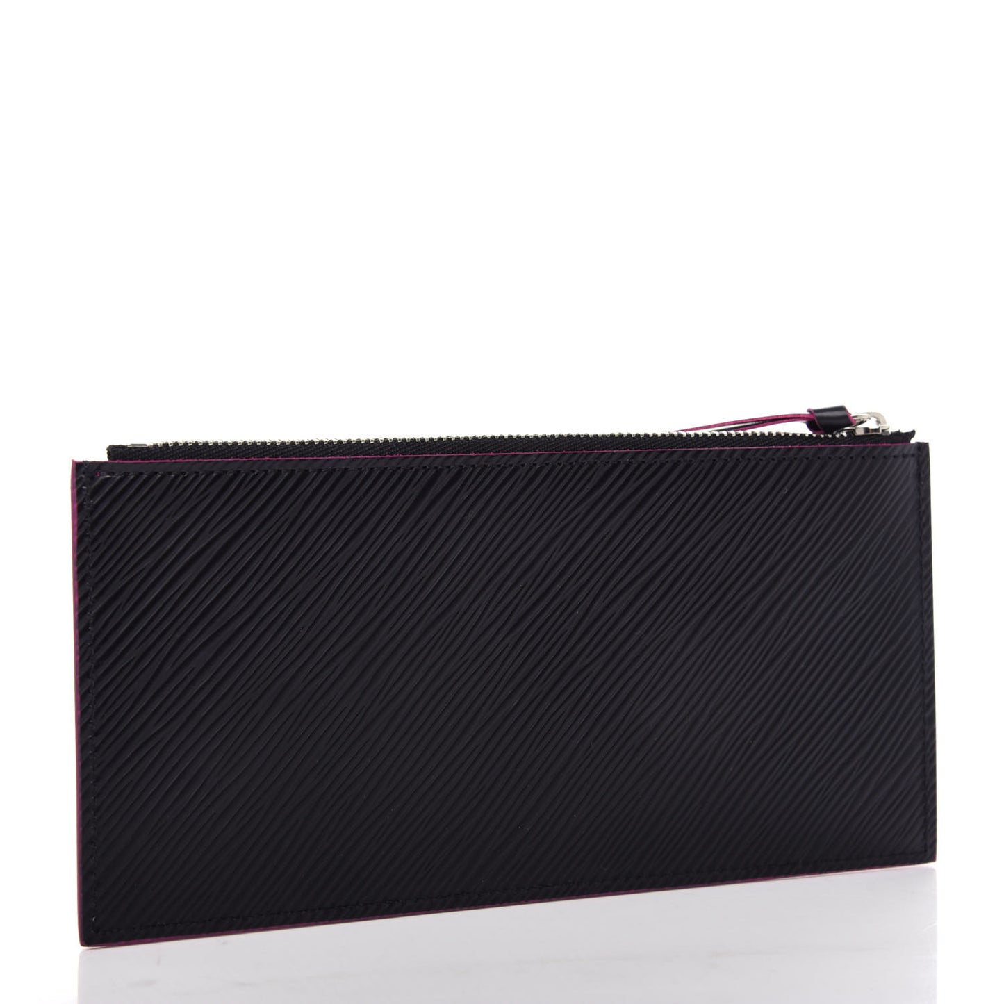 Epi Felicie Chain Wallet Zippered Insert Black Hot Pink