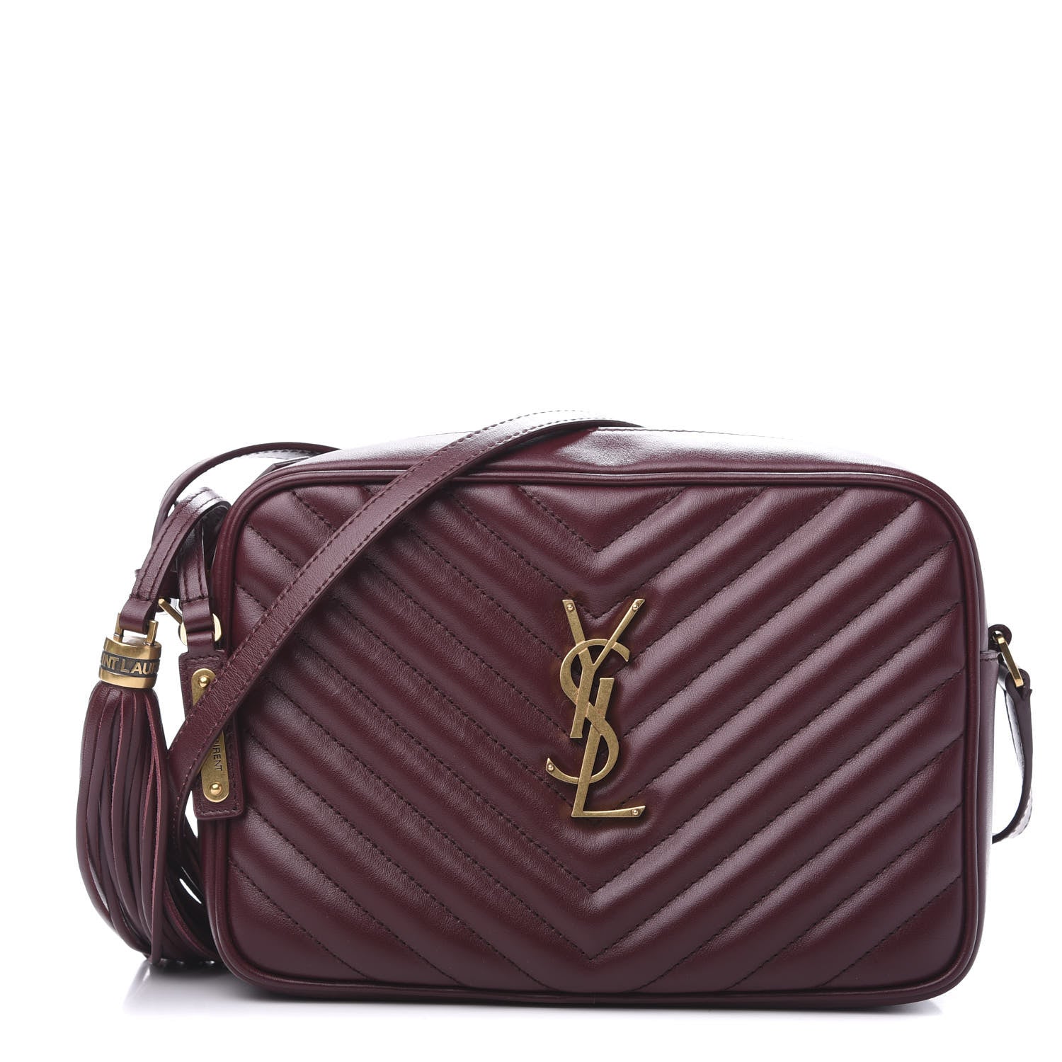 Saint Laurent Calfskin Matelasse Monogram Lou Camera Bag Dark Legion Red 1 of 10