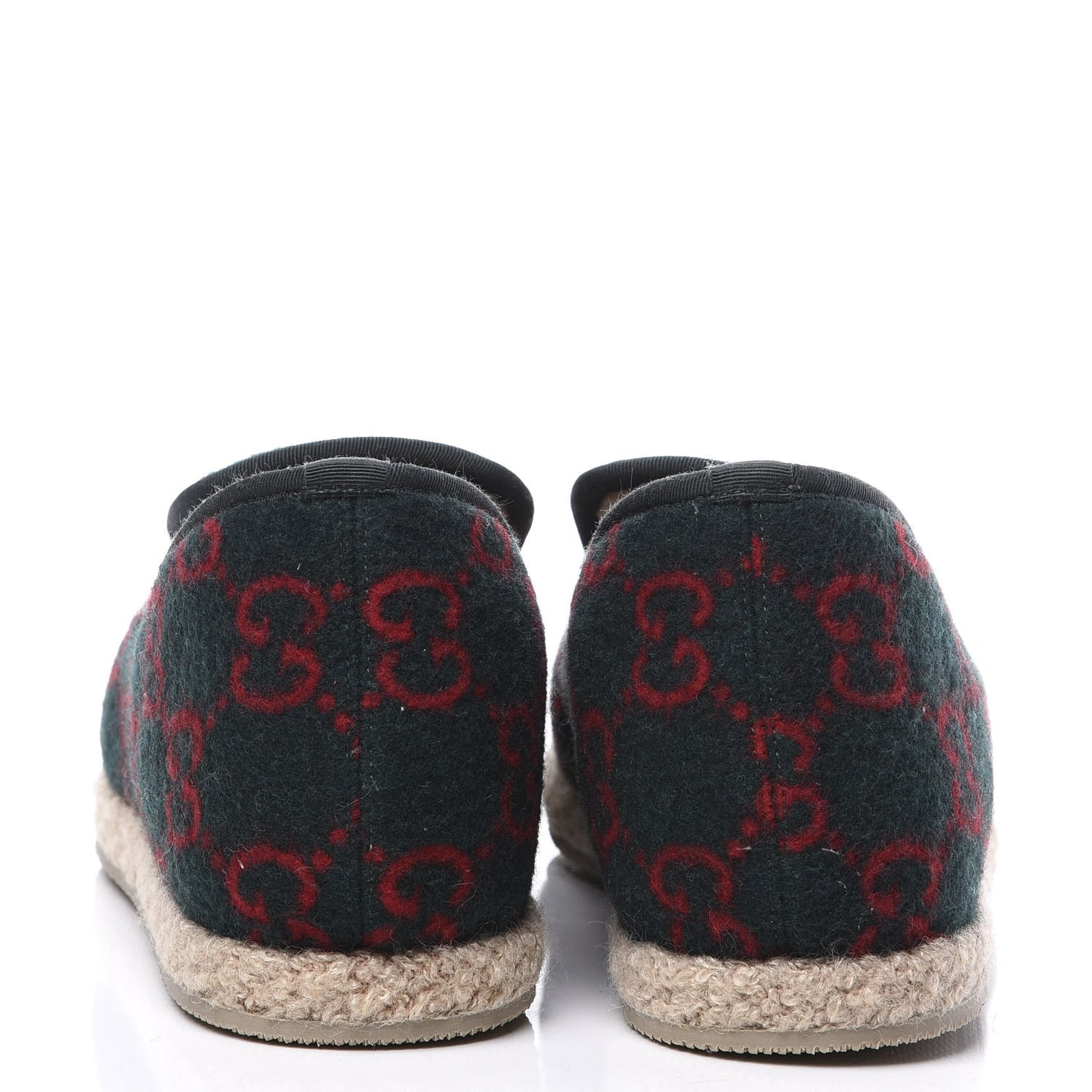 Covered Wool GG Monogram Mens Fria Horsebit Loafers 6 Green Red Shamarock Butterscotch