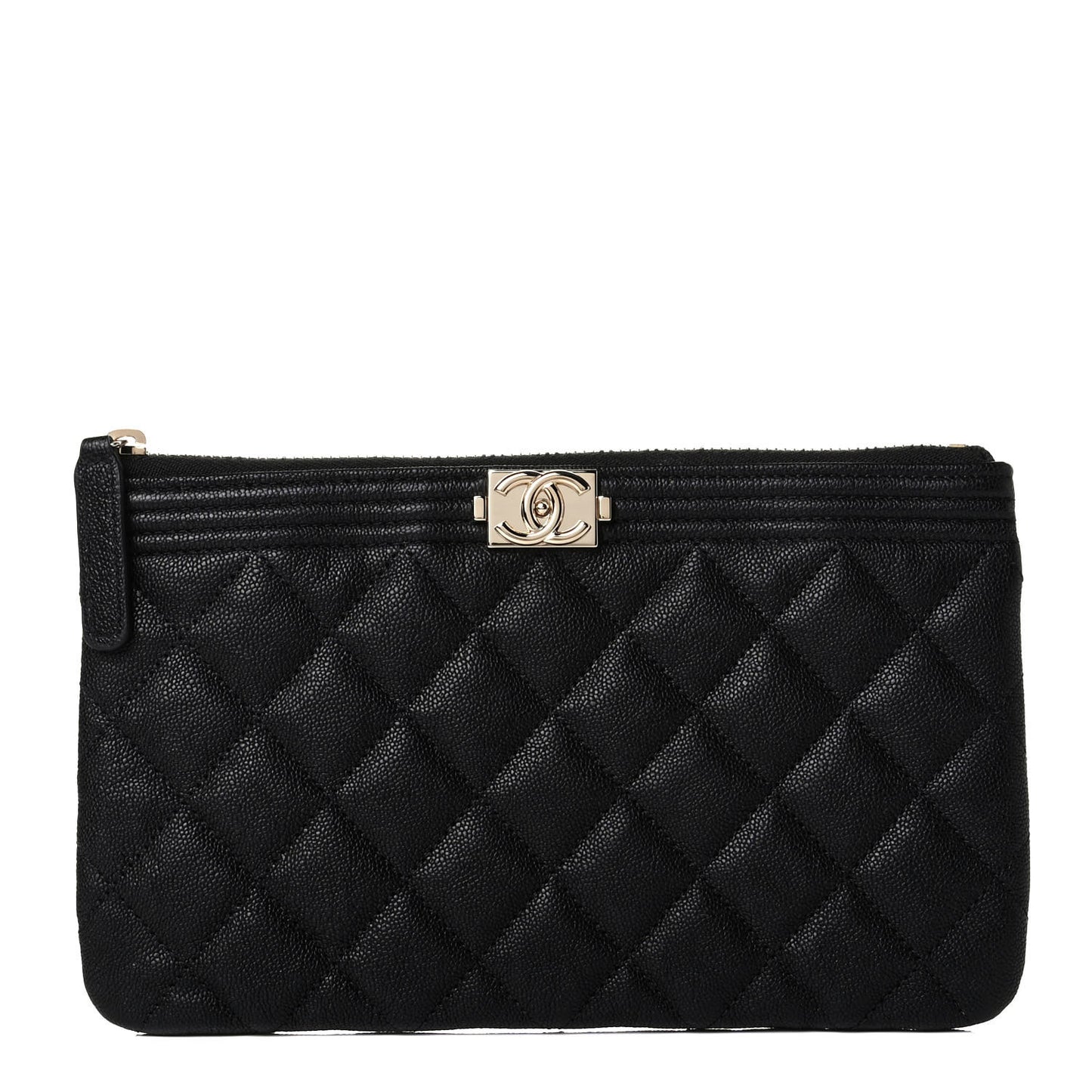 Caviar Quilted Small Boy Cosmetic Case Black