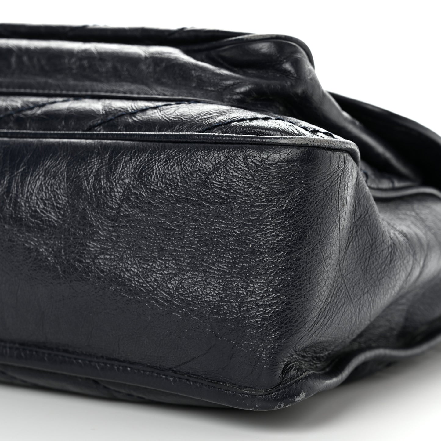 Crinkled Calfskin Matelasse Monogram Large Niki Chain Satchel Deep Marine