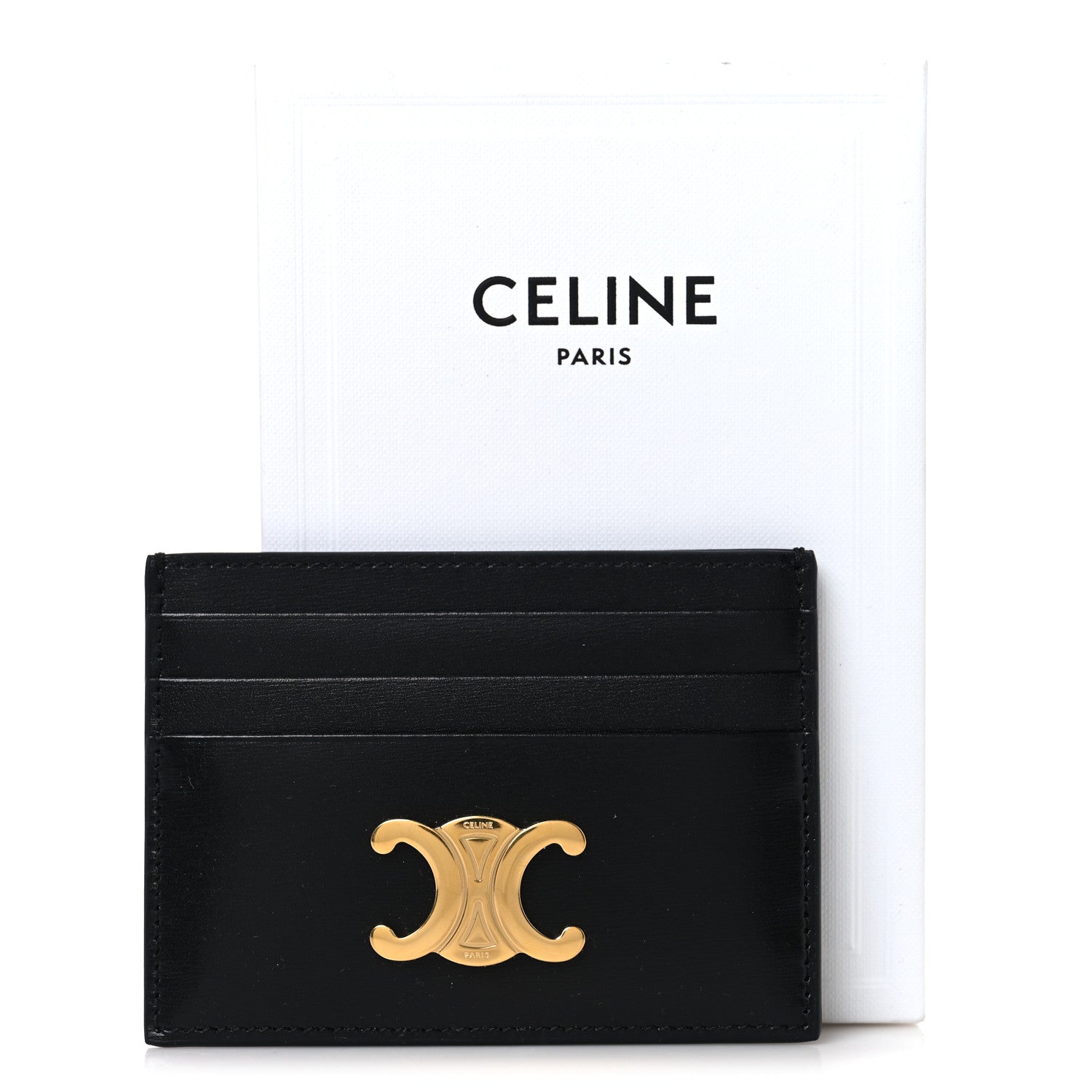 Celine Shiny Calfskin Triomphe Card Holder Black 7 of 7